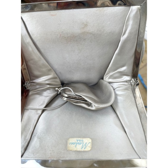 Vintage 1960's Silver Metallic Evening Bag Chain Prom Fairy Whimsigoth Glam - Picture 8 of 9